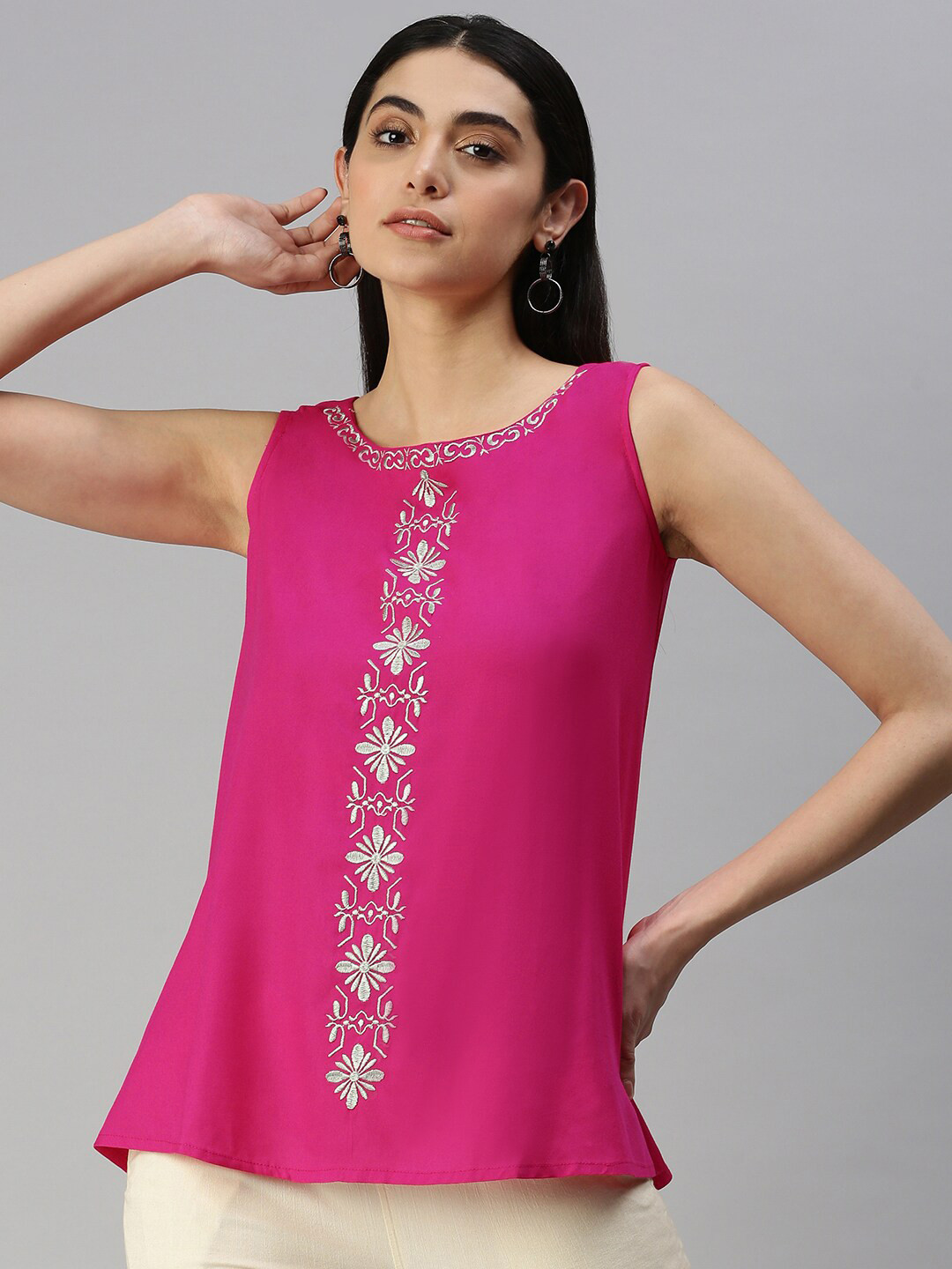 Buy HERE&NOW Ethnic Motifs Embroidered Top Tops for Women 22190674