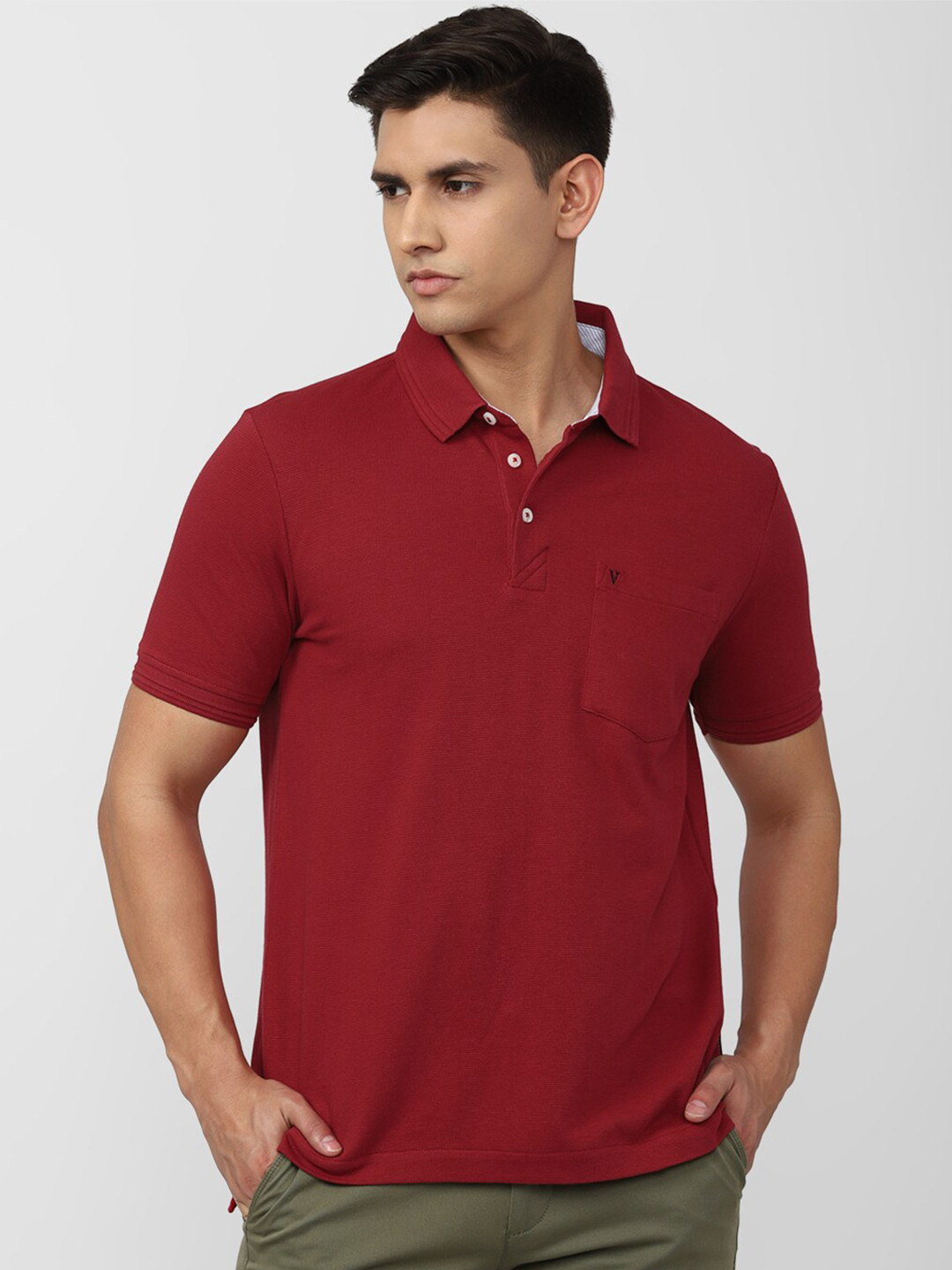 Buy Van Heusen Sport Regular Fit Polo Collar Pure Cotton T Shirt ...