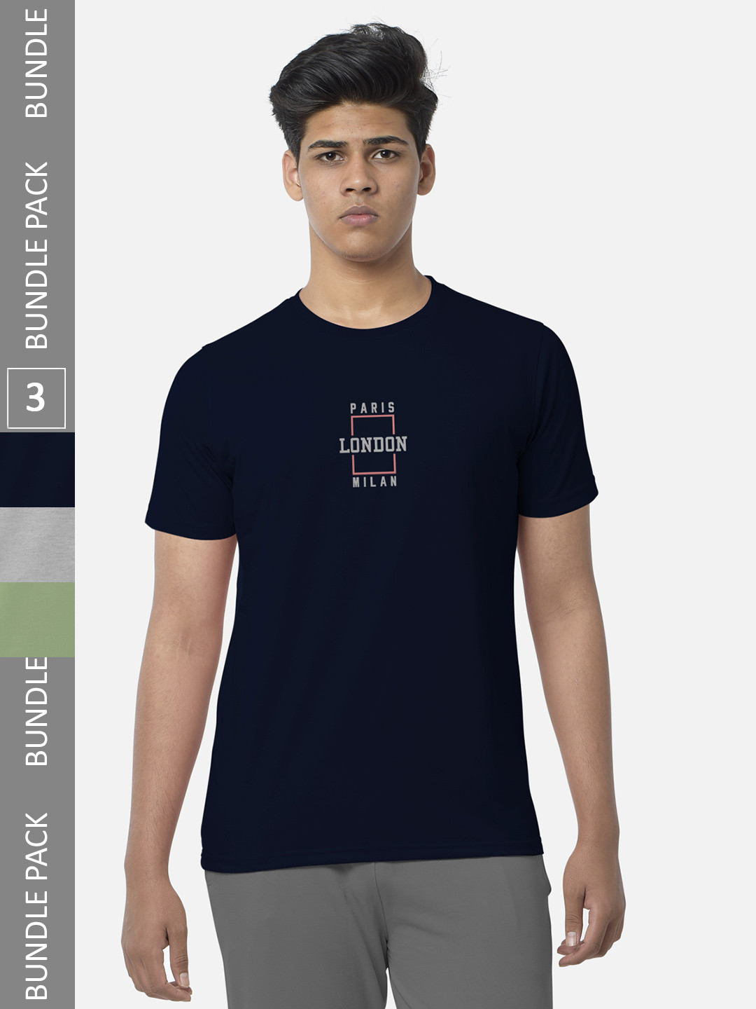 Buy BULLMER Pack Of 3 Typography Printed Cotton T Shirts Tshirts for