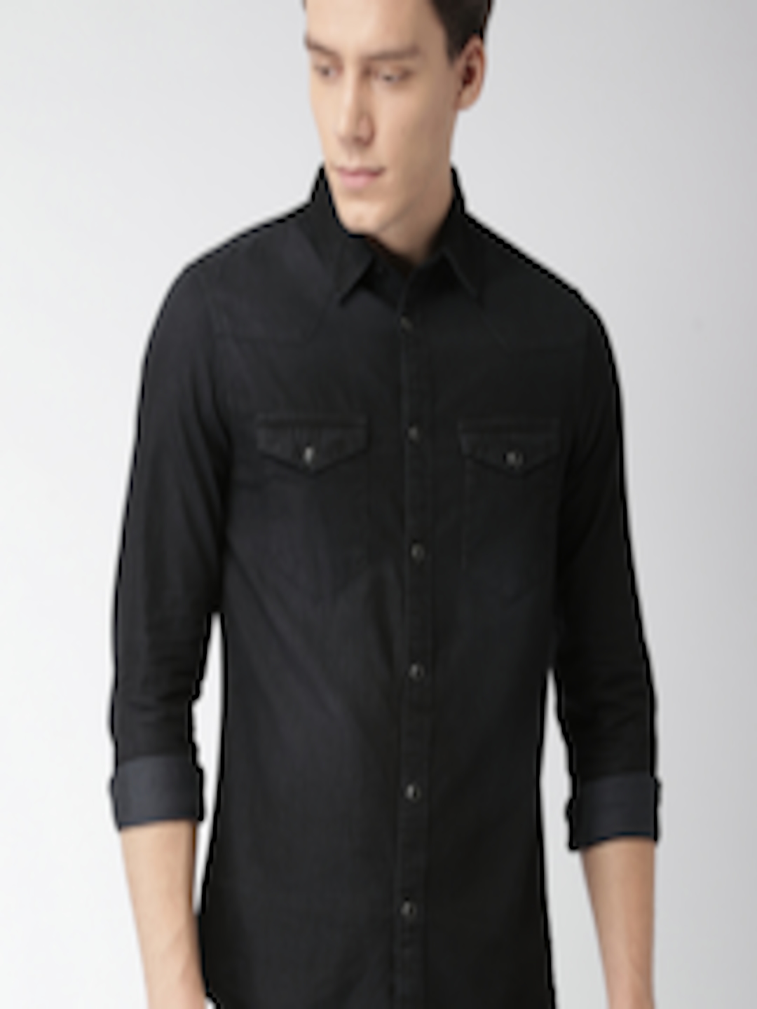 Buy Celio Men Black Slim Fit Solid Casual Shirt - Shirts for Men ...