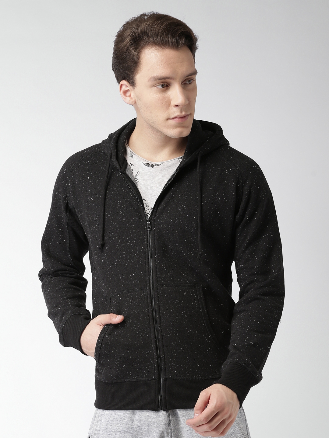 Buy Celio Men Black Solid Hooded Sweatshirt - Sweatshirts for Men ...