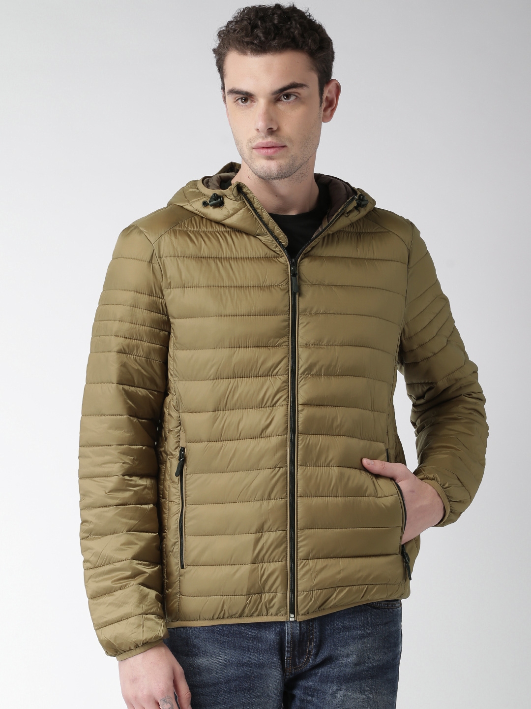 Buy Celio Men Khaki Solid Puffer Jacket - Jackets for Men 2220306 | Myntra