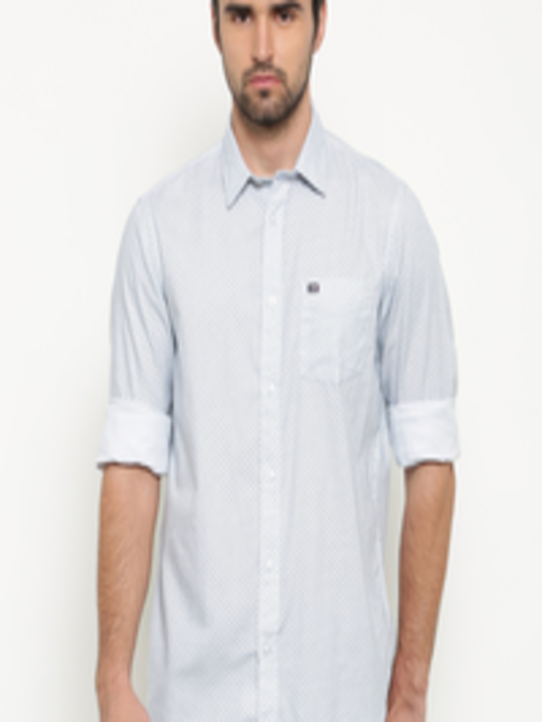 Buy Arrow Sport Men White & Blue Slim Fit Checked Casual Shirt - Shirts ...