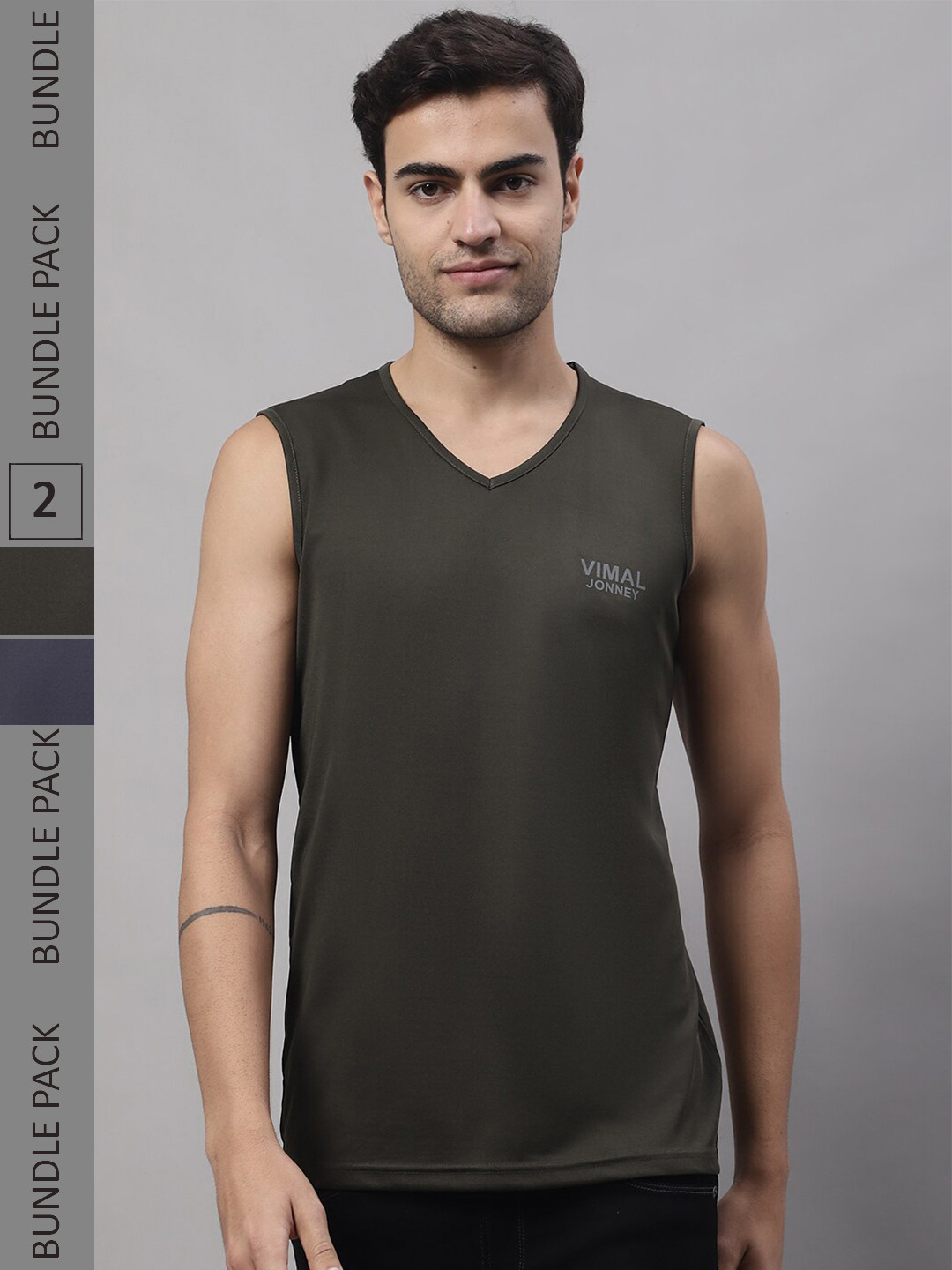 Buy VIMAL JONNEY Pack Of 2 V Neck Sleeveless T Shirt Tshirts for Men