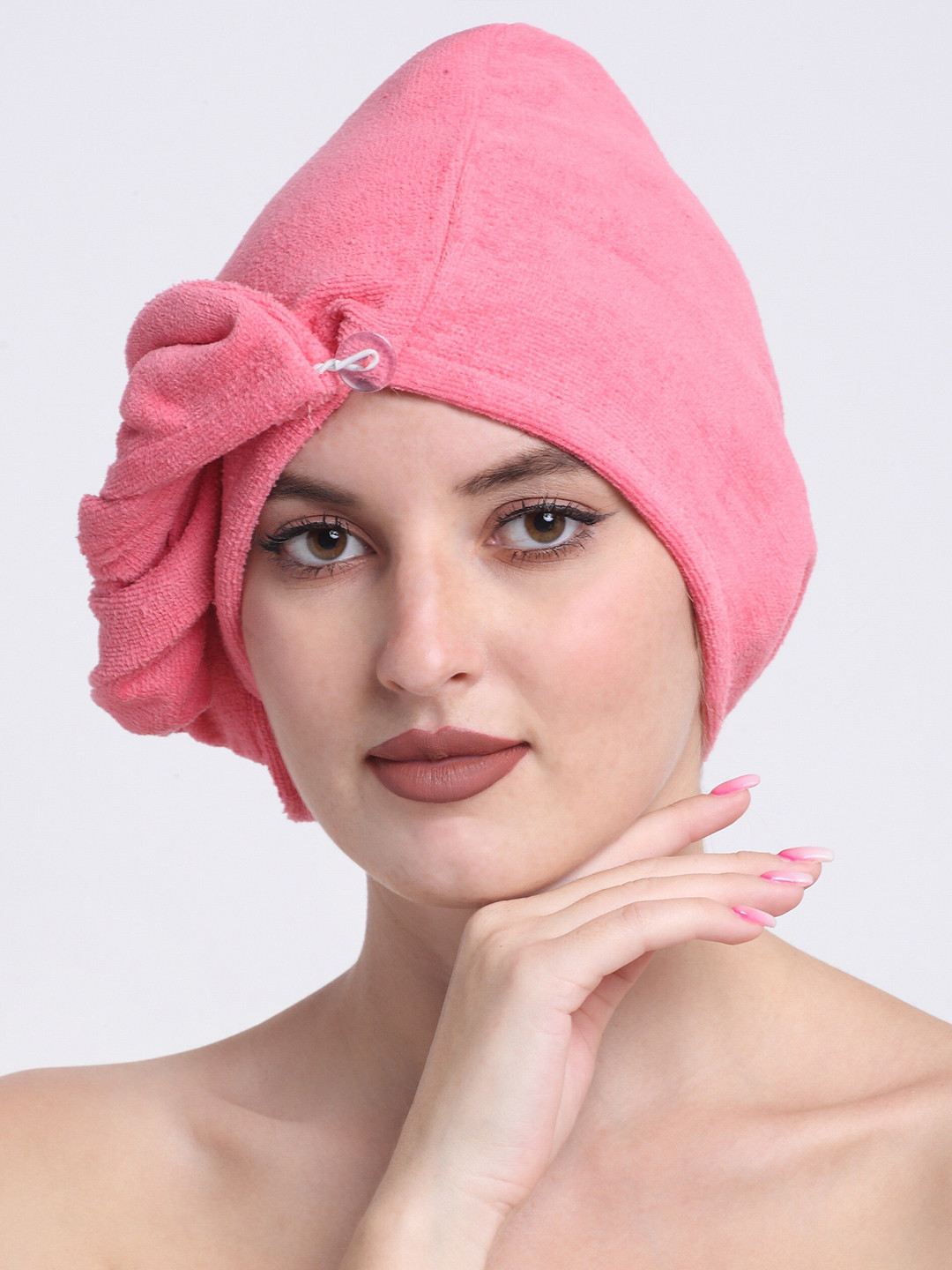 Buy Creeva Luxury Pink Pure Cotton 380 GSM Anti Bacterial Hair Wrap