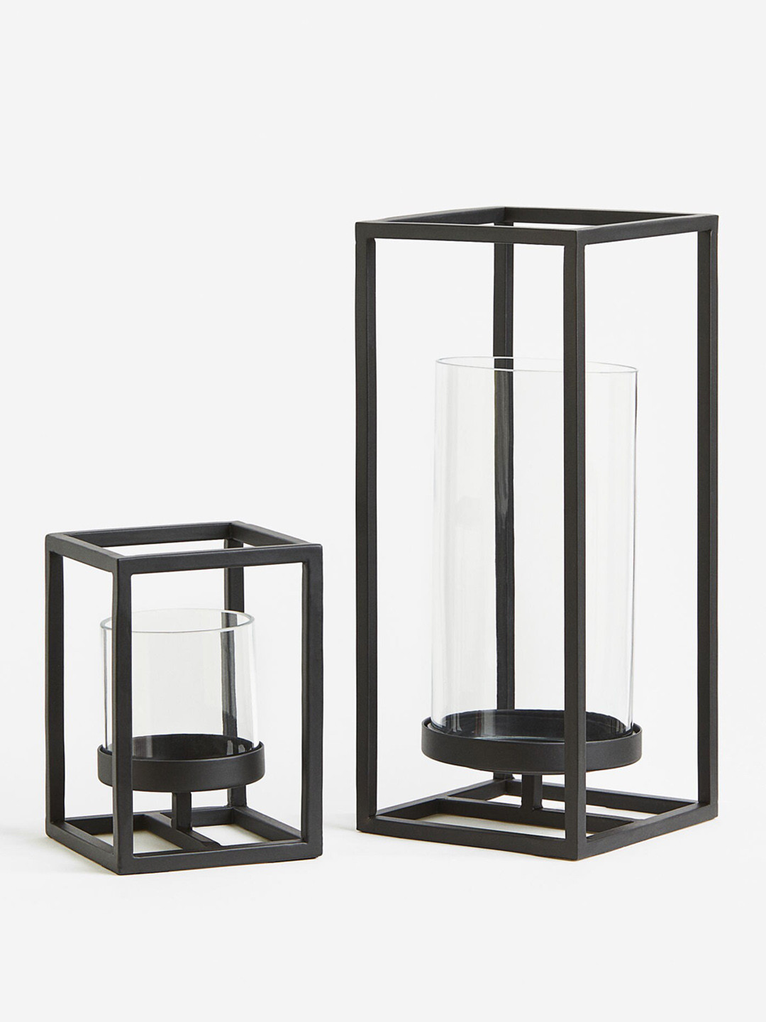 Buy H&M Black Metal And Glass Candle Lantern Candle Holders for