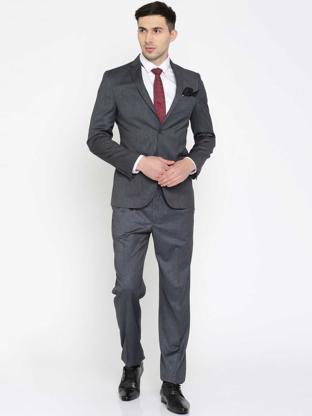 Buy Peter England Men Grey Slim Euro Fit Single Breasted Formal Suit