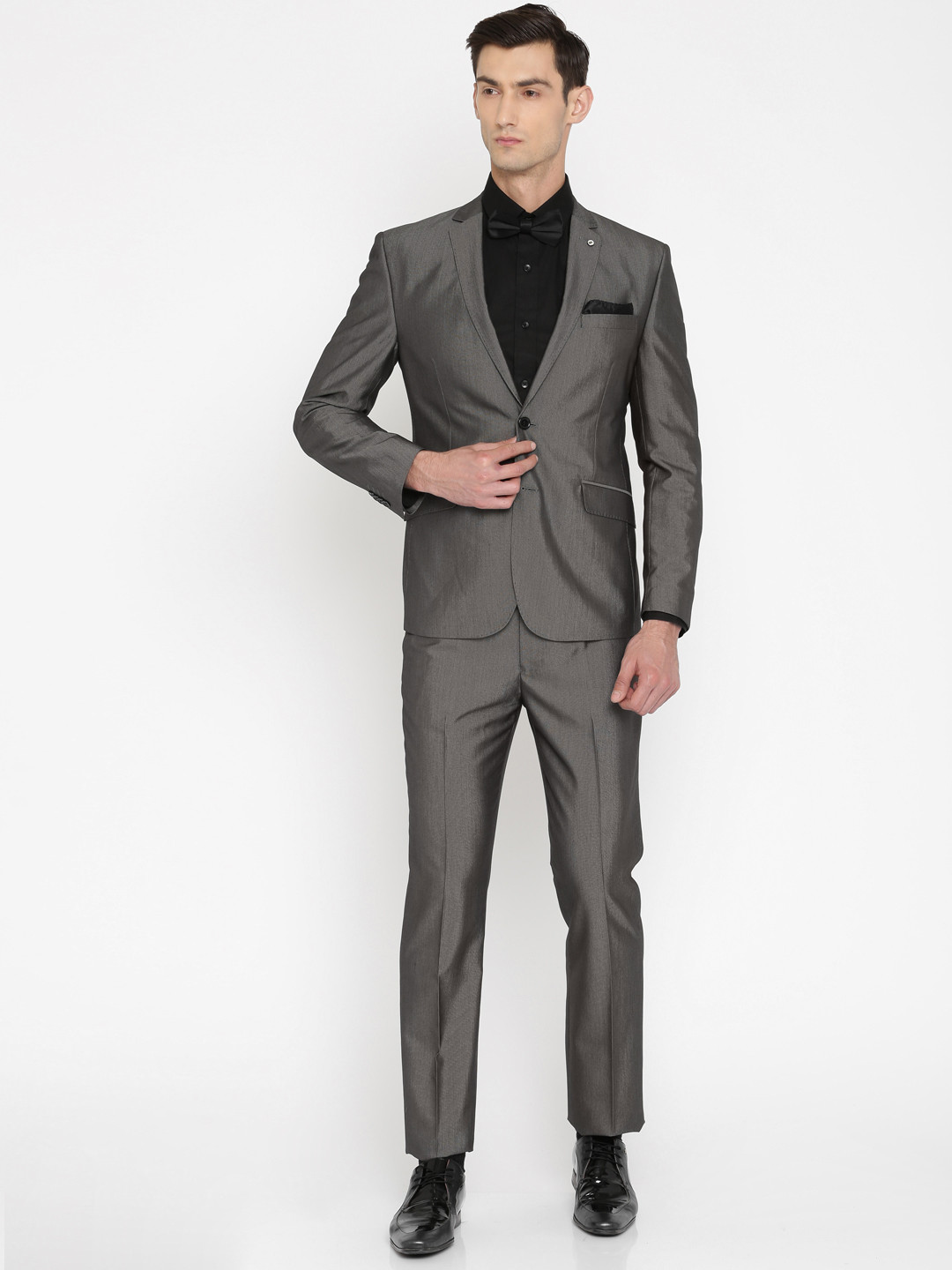 Buy Peter England Grey Slim Euro Fit Single Breasted Party Suit Suits