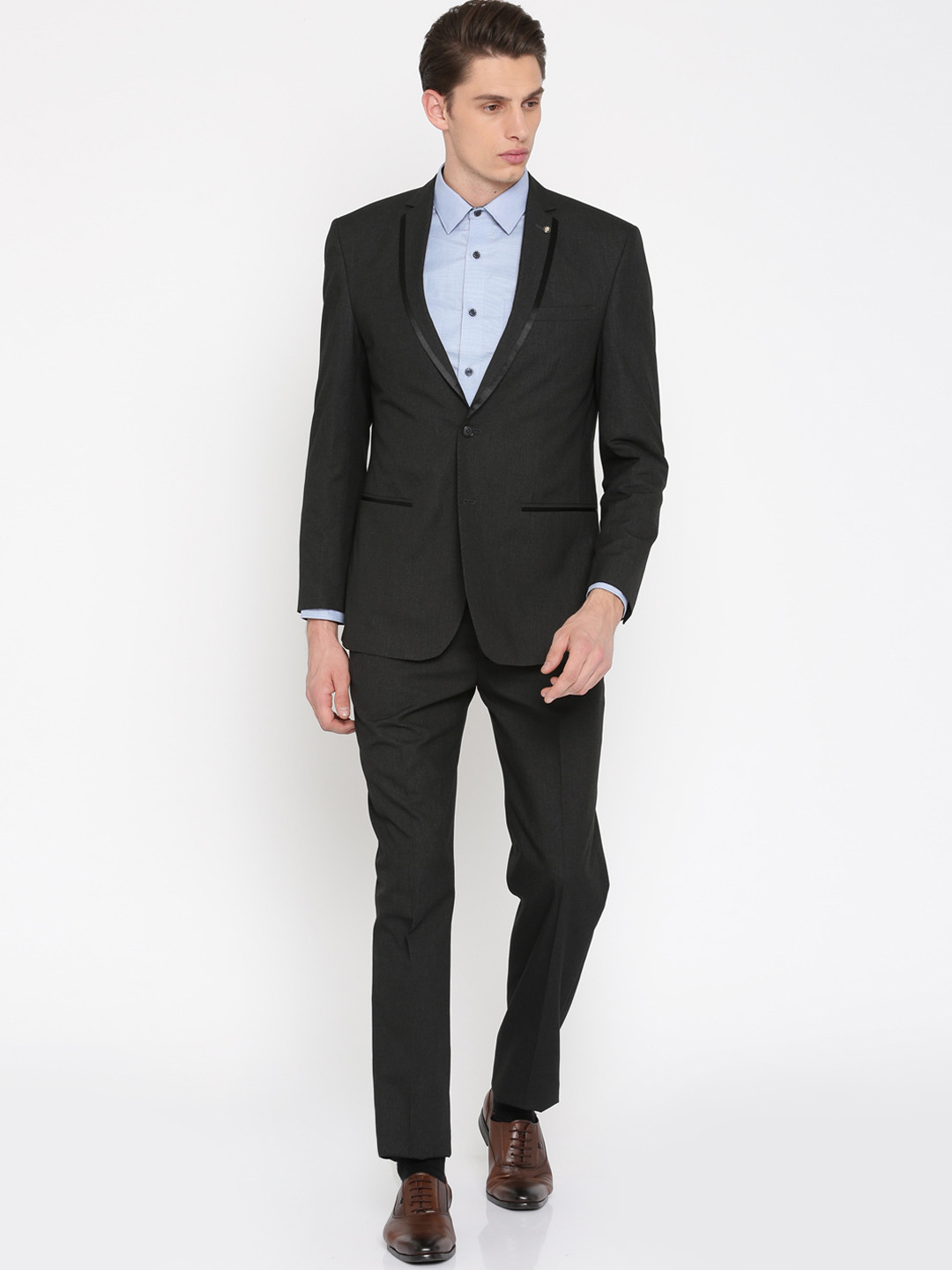 Buy Peter England Charcoal Grey Slim Fit Formal Suit Suits for Men