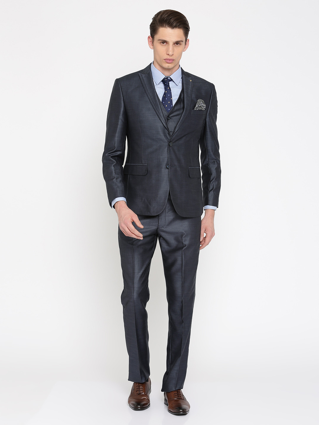 Buy Peter England Navy Blue Slim Fit Single Breasted Formal Suit