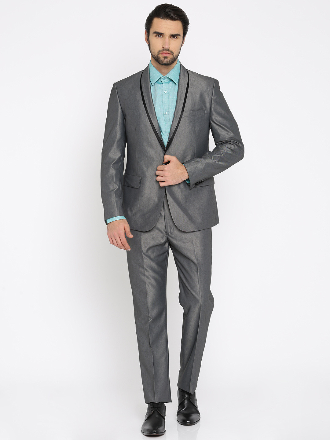 Buy Peter England Men Grey Regular Euro Fit Single Breasted Party Suit