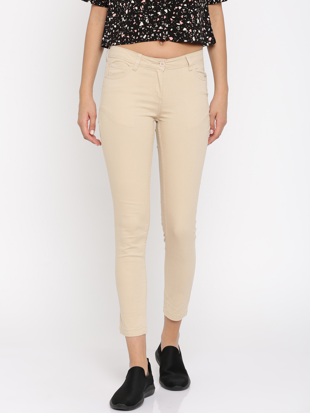 Buy Annabelle By Pantaloons Women Beige Regular Fit Mid Rise Clean Look