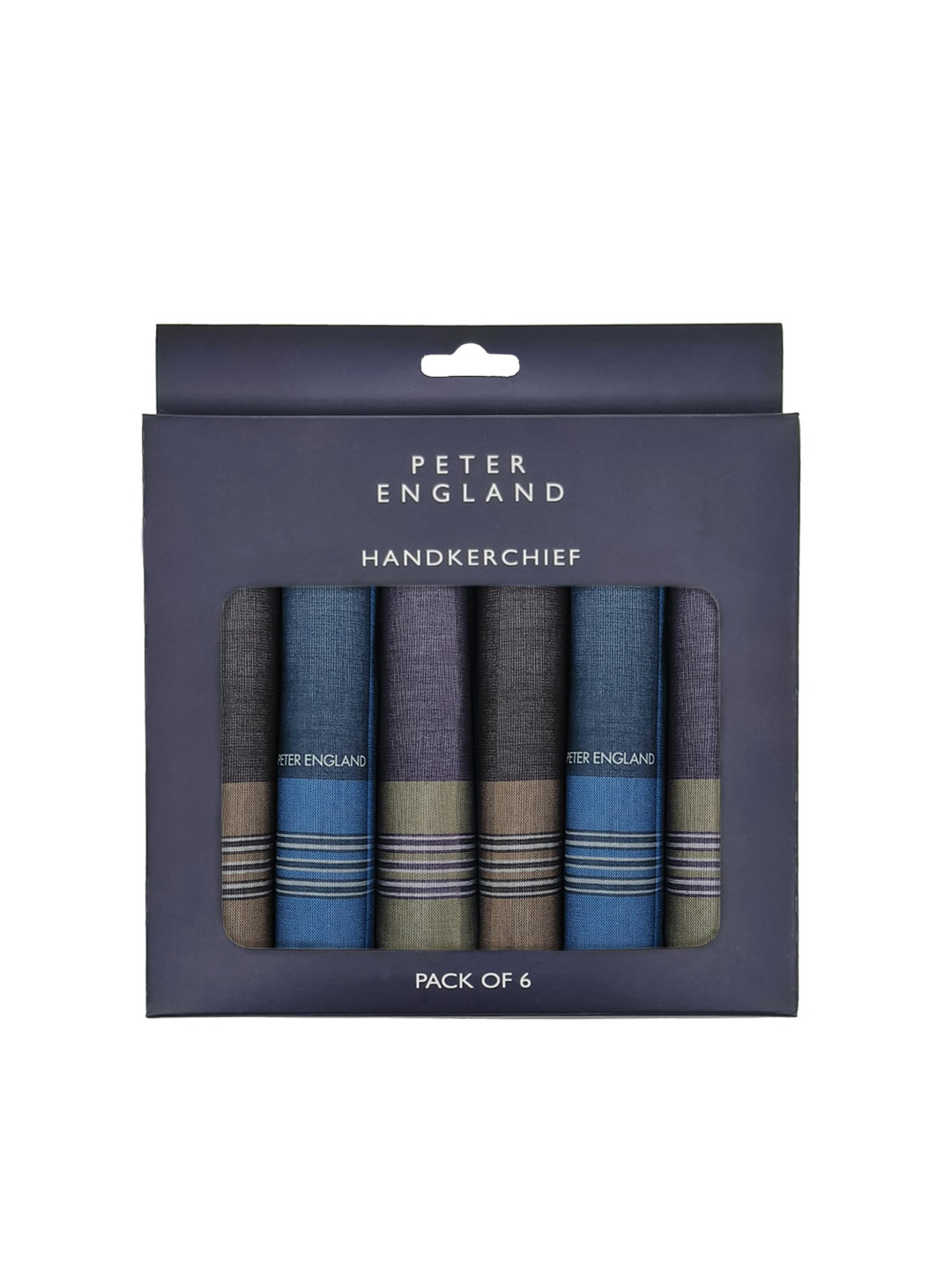 Buy Peter England Men Pack Of 6 Striped Cotton Handkerchief