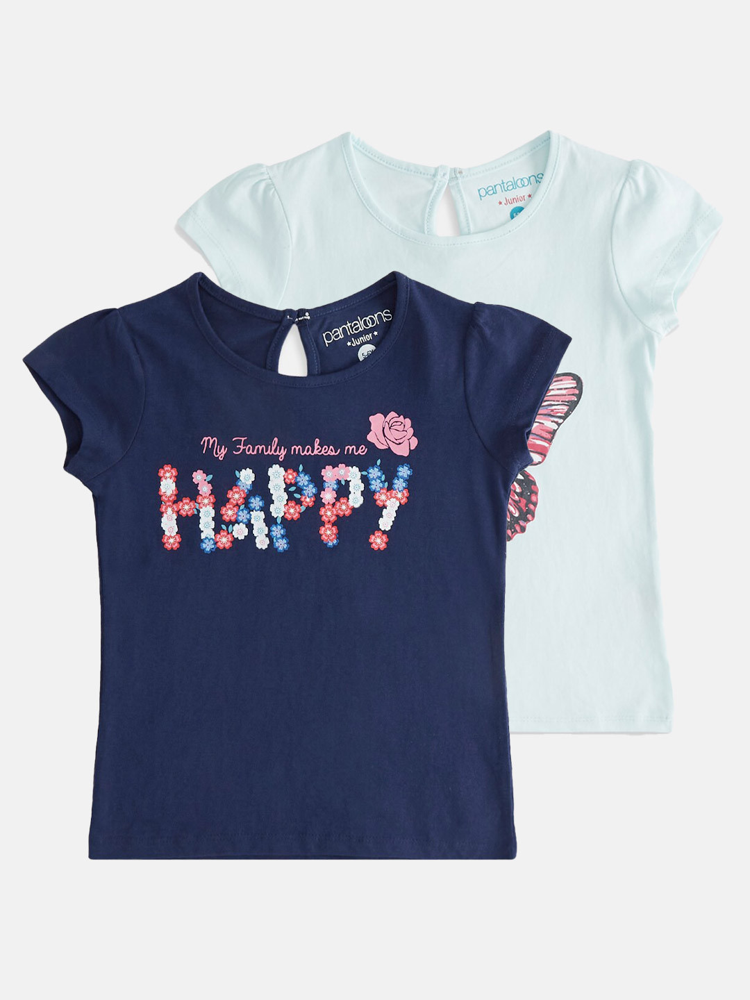 Buy Pantaloons Junior Girls Pack 0f 2 Typography Printed Cotton T Shirt