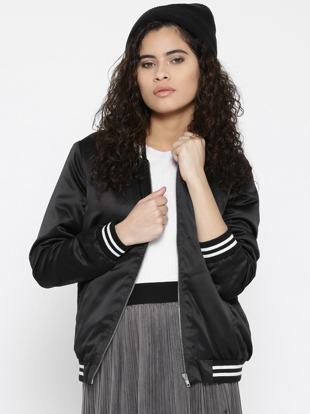 Buy FOREVER 21 Women Black Solid Bomber Jacket Jackets for Women