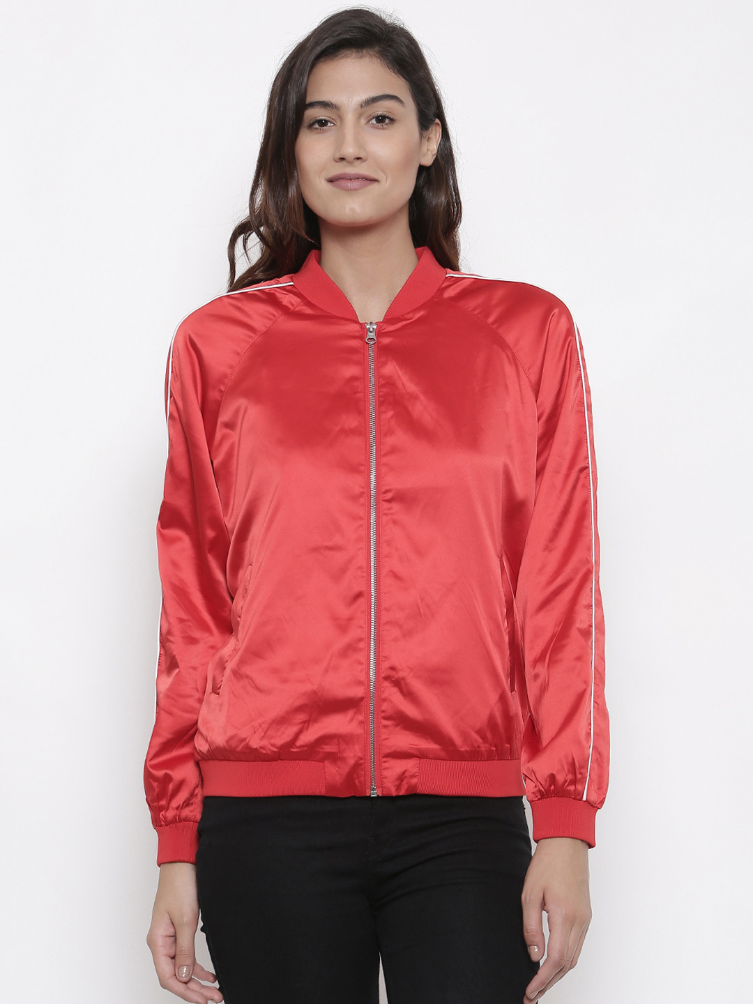 Buy FOREVER 21 Women Red Solid Bomber Jackets for Women 2223550 Myntra