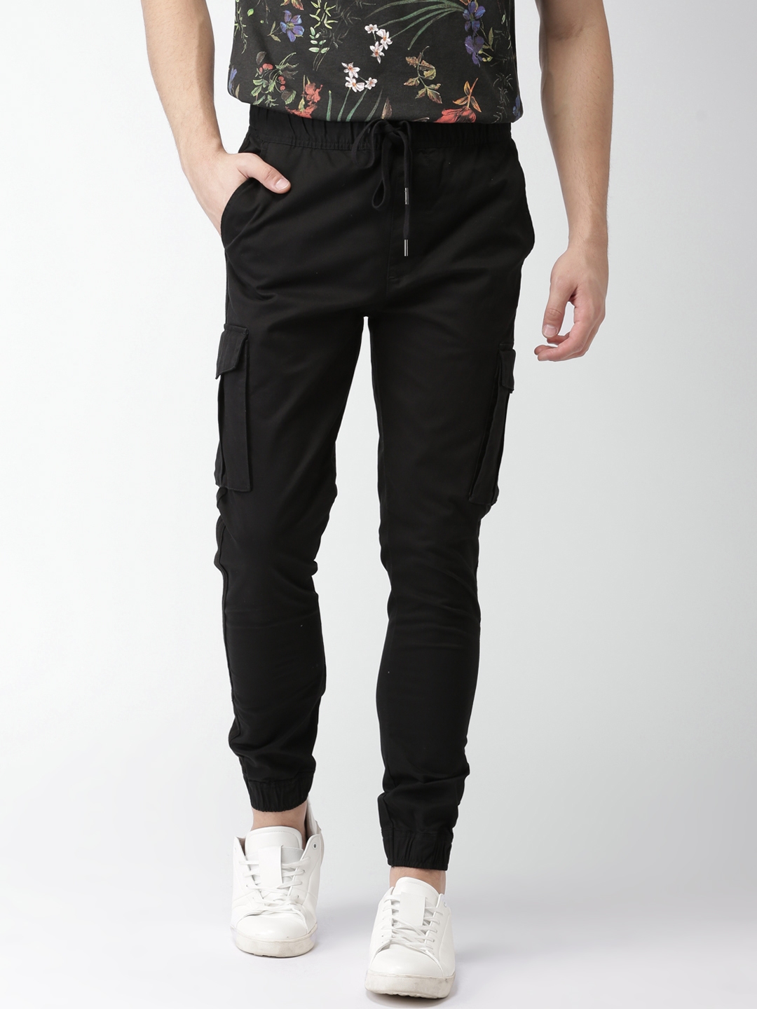 Buy FOREVER 21 Men Black Regular Fit Solid Joggers - Trousers for Men ...