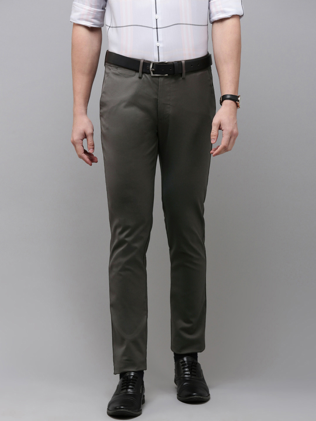 Buy Van Heusen Men Mid Rise Slim Fit Trousers - Trousers for Men ...