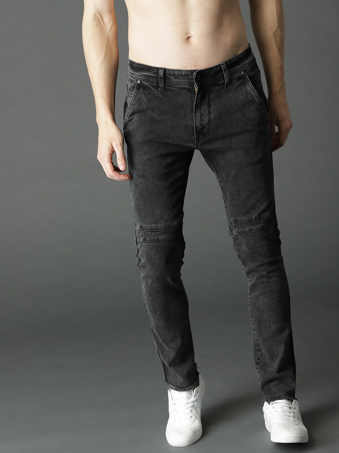 Buy RDSTR Men Charcoal Grey Skinny Fit Mid Rise Clean Look Stretchable