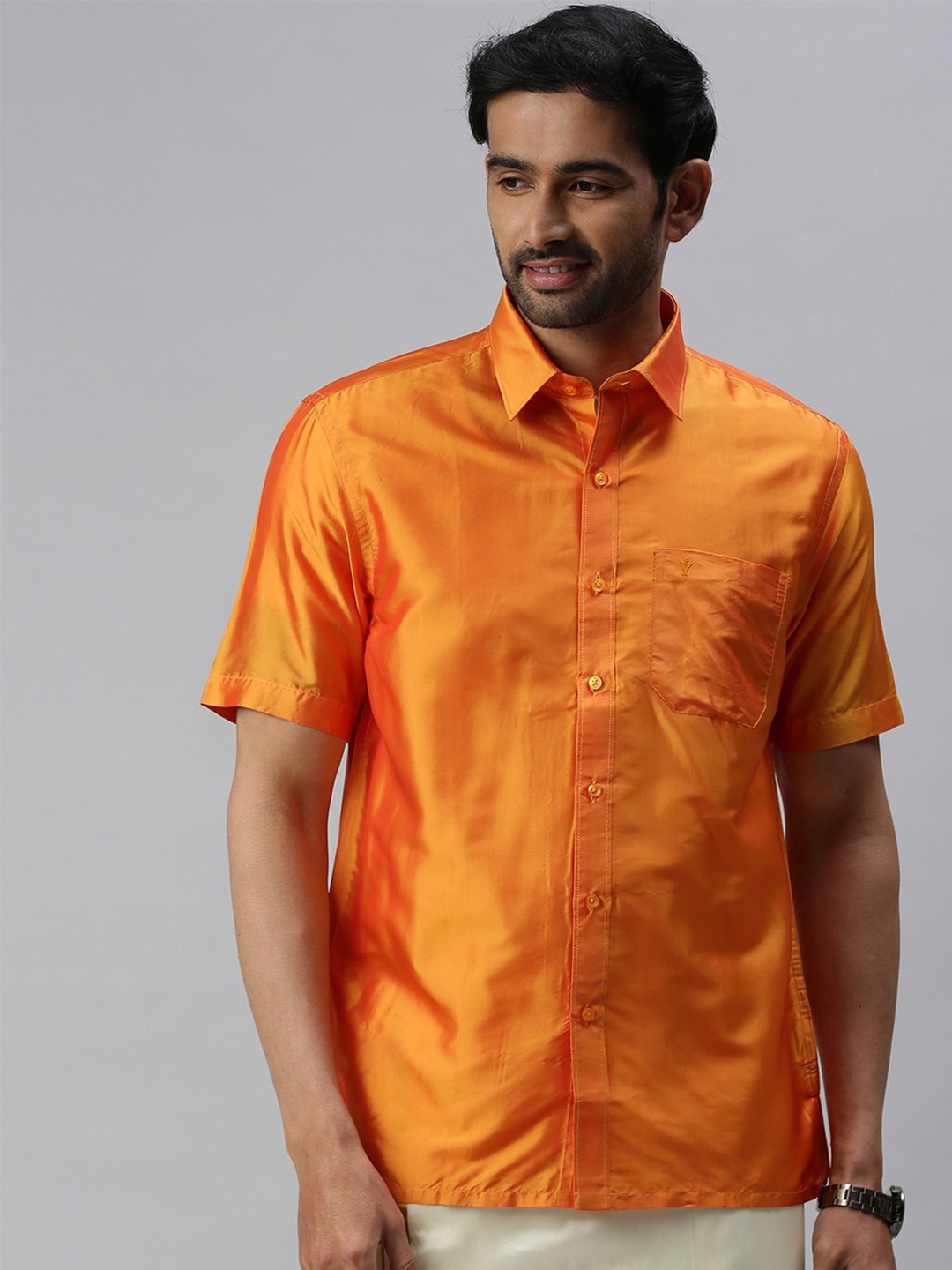 Buy Ramraj Men Tailored Fit Solid Silk Ethnic Shirt Shirts for Men