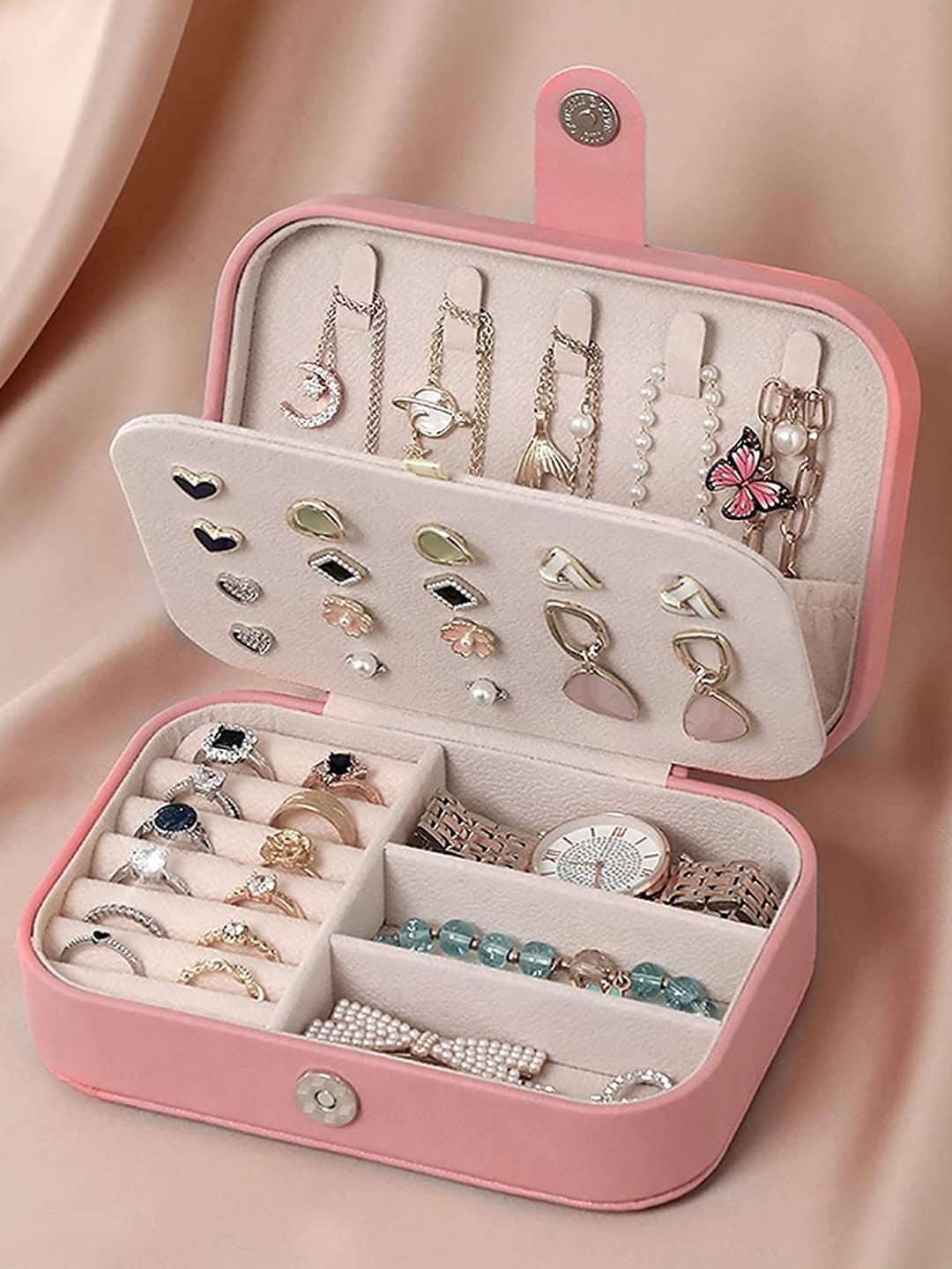 Buy YouBella Pink Portable Jewellery Watch & Make Up Travel Case
