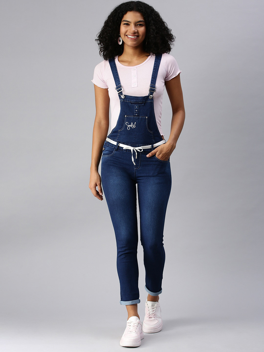 Buy SHOWOFF Women Slim Fit Cotton Denim Dungarees Dungarees for Women