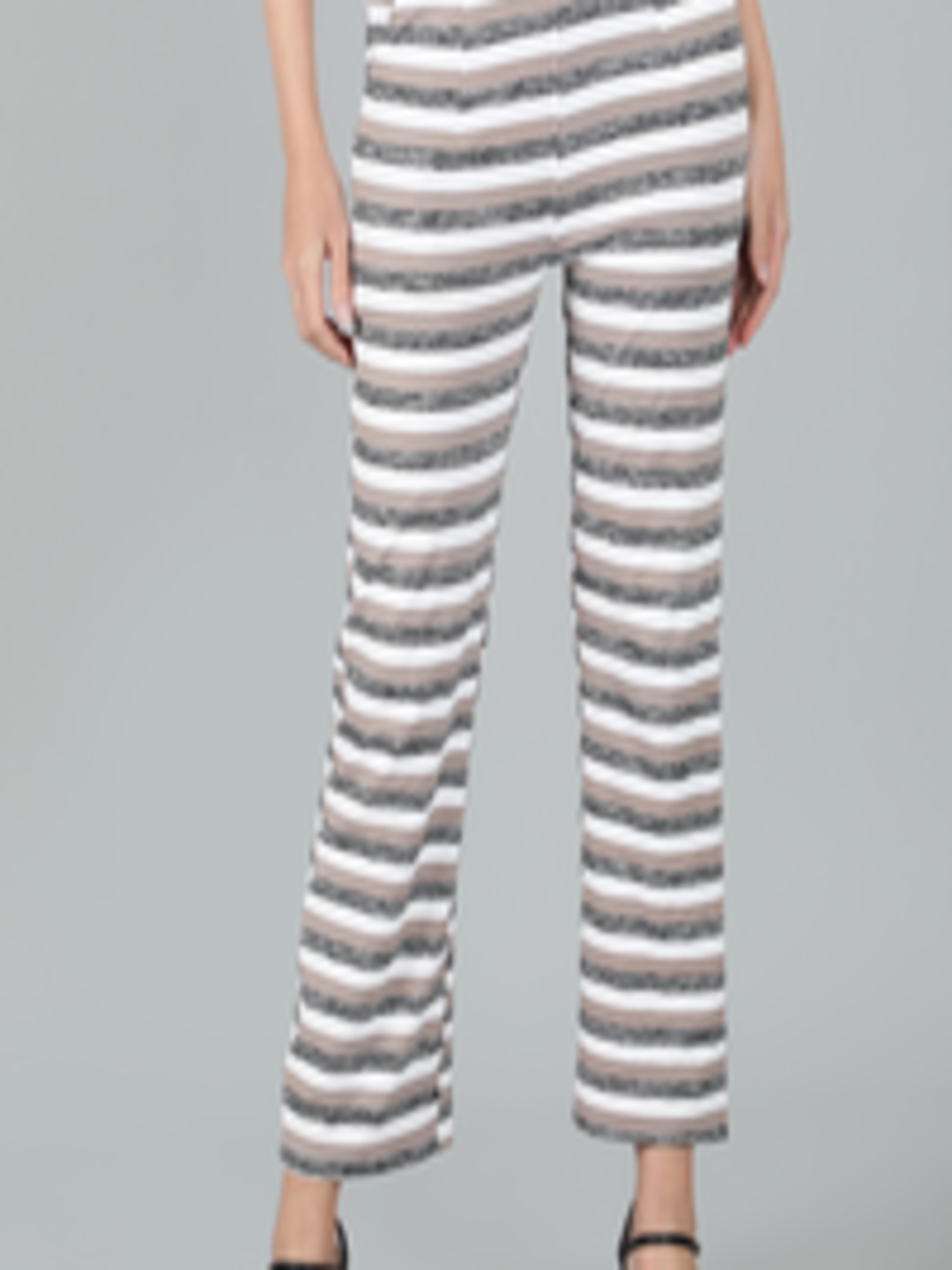 Buy Sonex Gold Women Striped Straight Fit Cotton Trousers - Trousers ...
