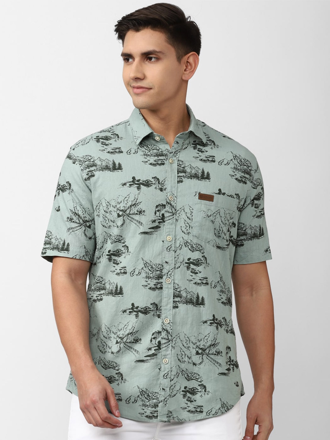 Buy Peter England Casuals Slim Fit Graphic Printed Casual Cotton Shirt ...