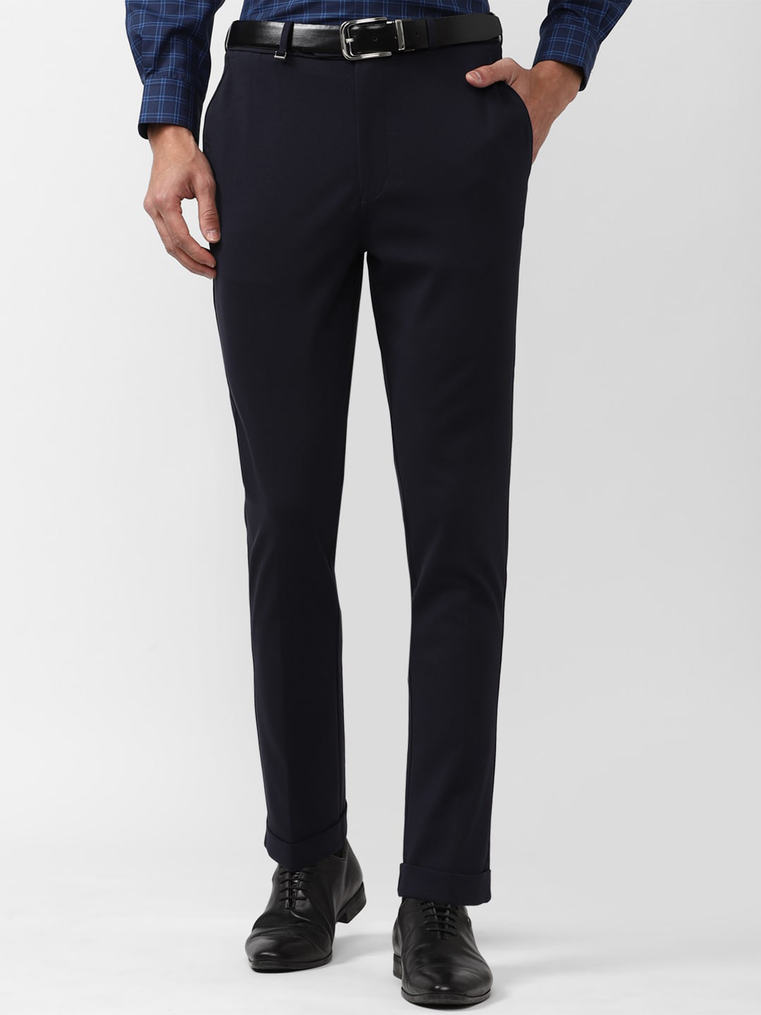 Buy Van Heusen Men Cotton Mid Rise Slim Fit Formal Trousers - Trousers ...
