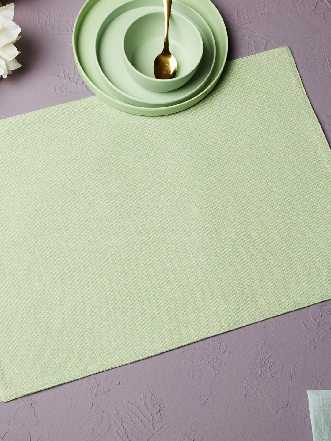 Buy Home Centre Soulful Pastels Green Rectangular Shaped Cotton Table