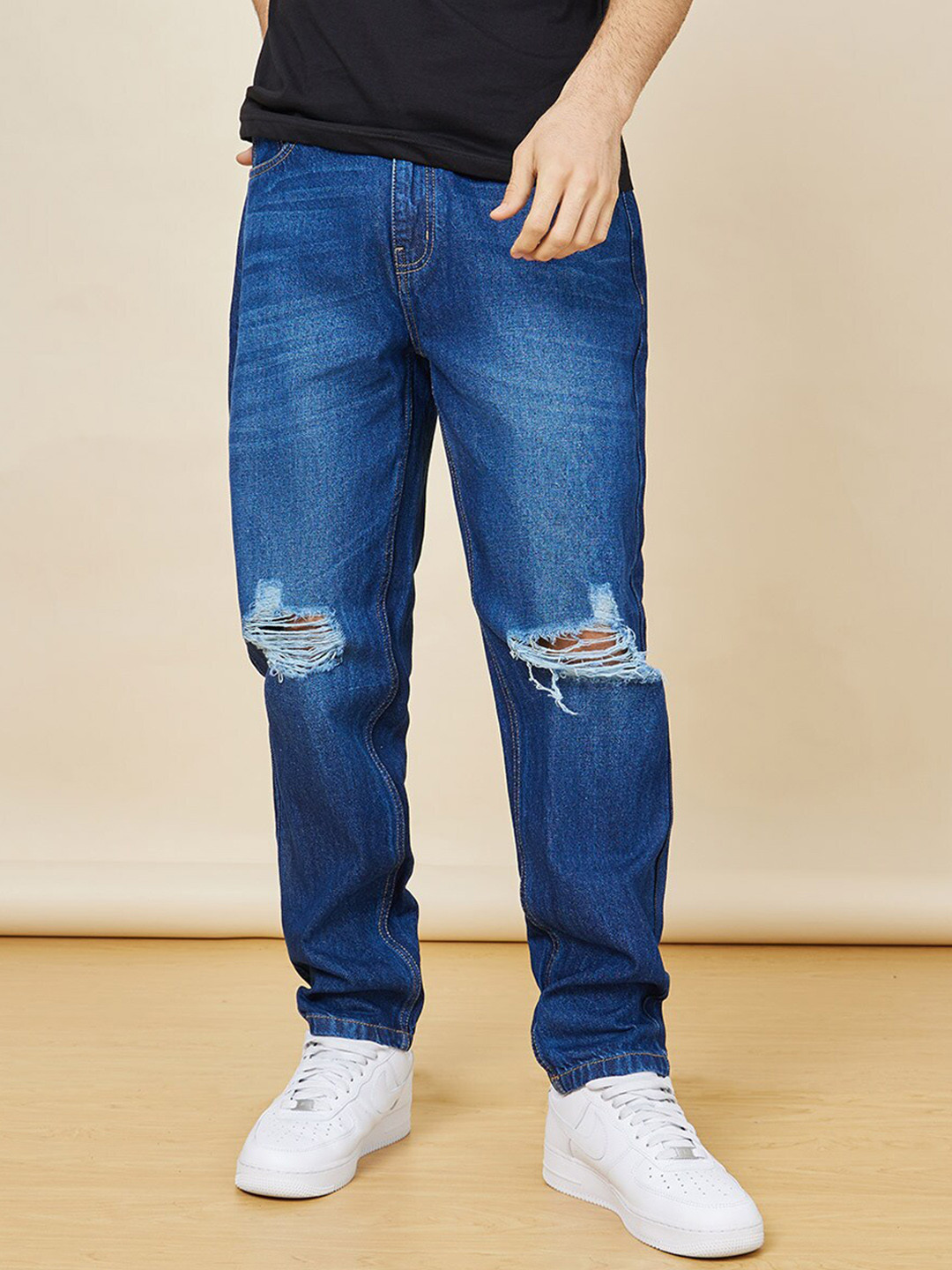 Color men's high-waist jeans