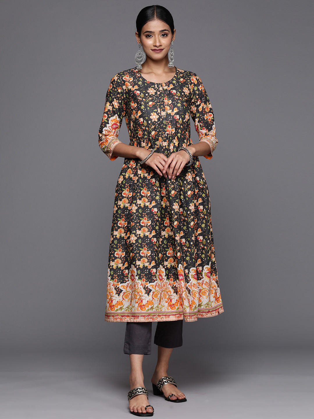 Buy Biba Women Floral Printed Regular Pure Cotton Kurta Set Kurta