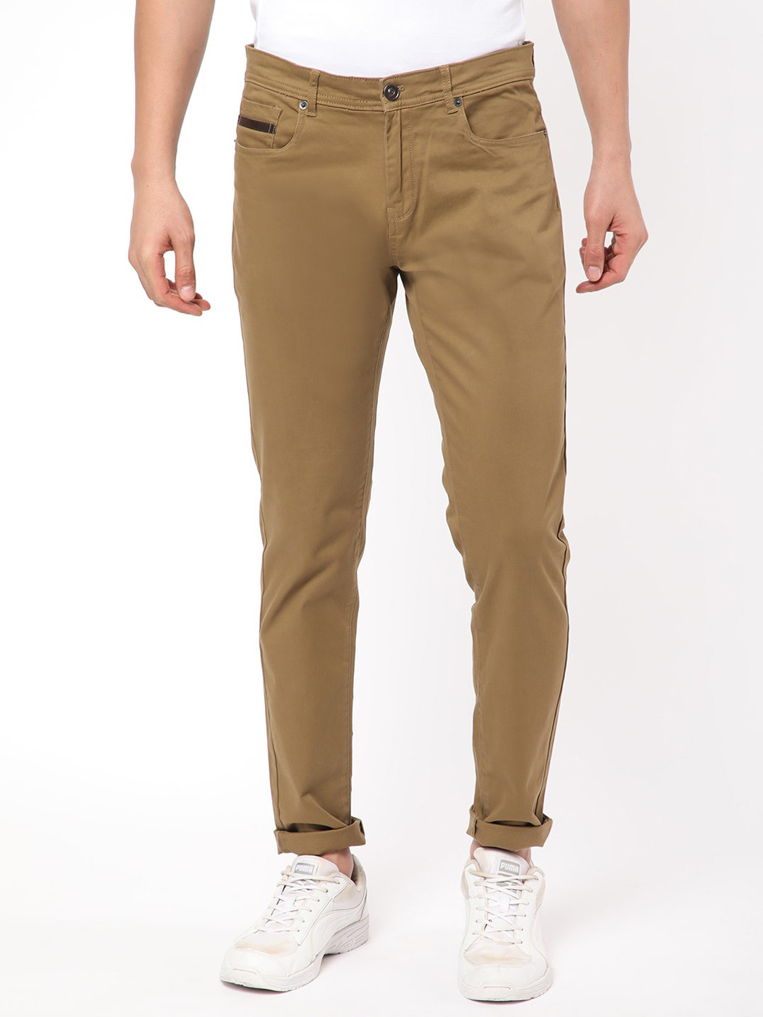 Buy R&B Men Regular Fit Cotton Mid Rise Chinos Trousers Trousers for