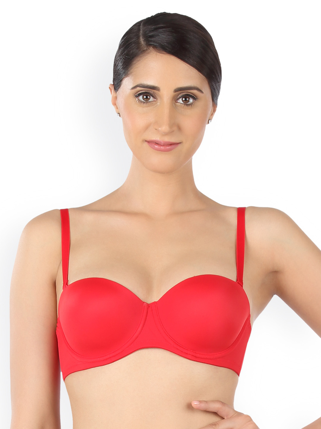 Pack of 4 Bra  Signature Thin Padded High Coverage Seamless Everyday Bra with Detachable Straps Red, Maroon, Black & English Blue