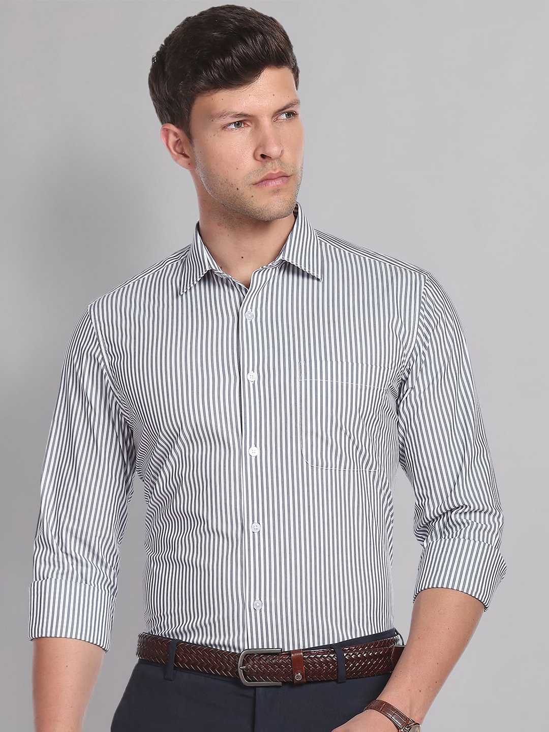 Buy AD By Arvind Vertical Stripes Striped Formal Shirt - Shirts for Men ...