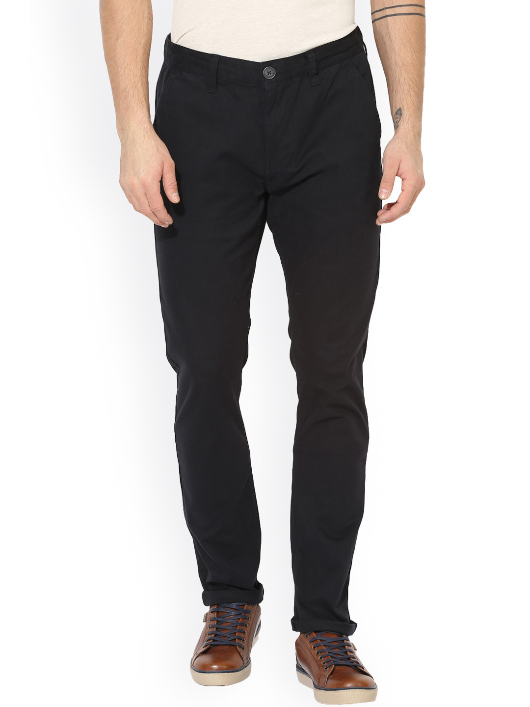 Buy Red Tape Men Black Slim Fit Solid Chinos Trousers for Men 2228881
