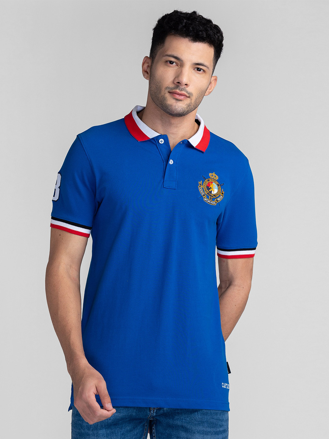 Buy GIORDANO Polo Collar Cotton Slim Fit T Shirt - Tshirts for Men ...