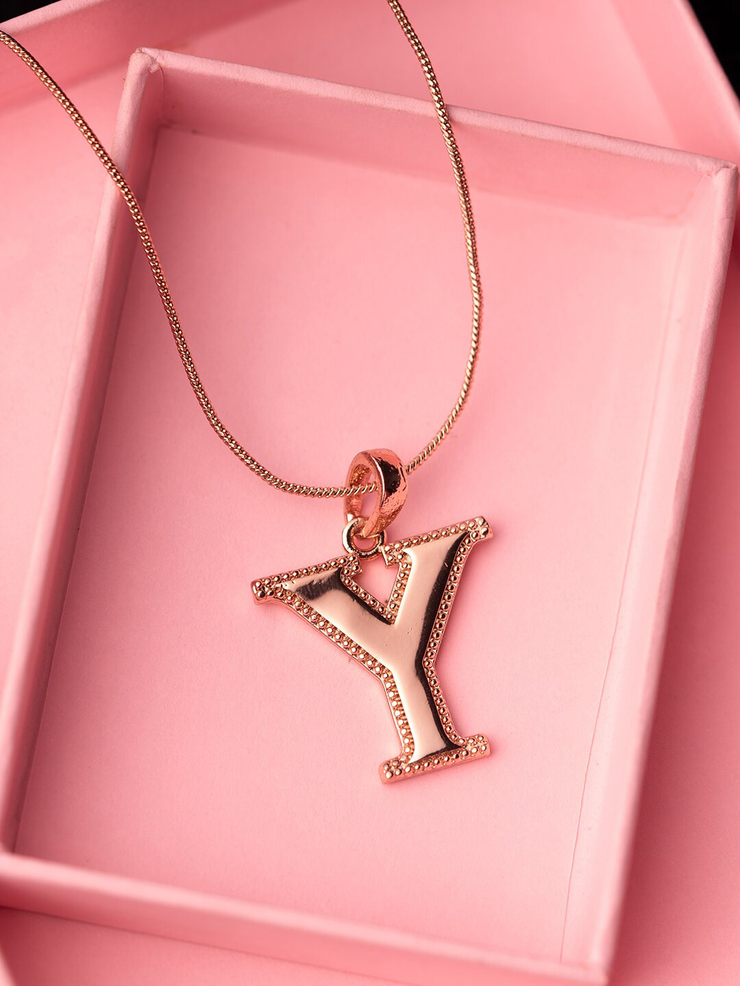 Buy Estele Women Rose Gold Plated Alphabet Y Pendant With Chain