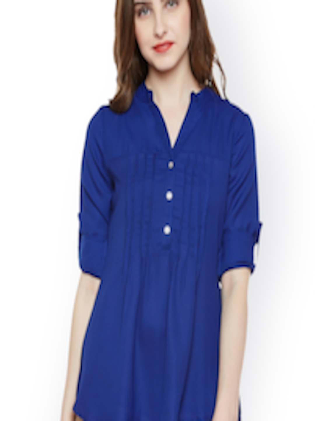 Buy Nun Women Blue Solid Shirt Style Top - Tops for Women 2230266 | Myntra