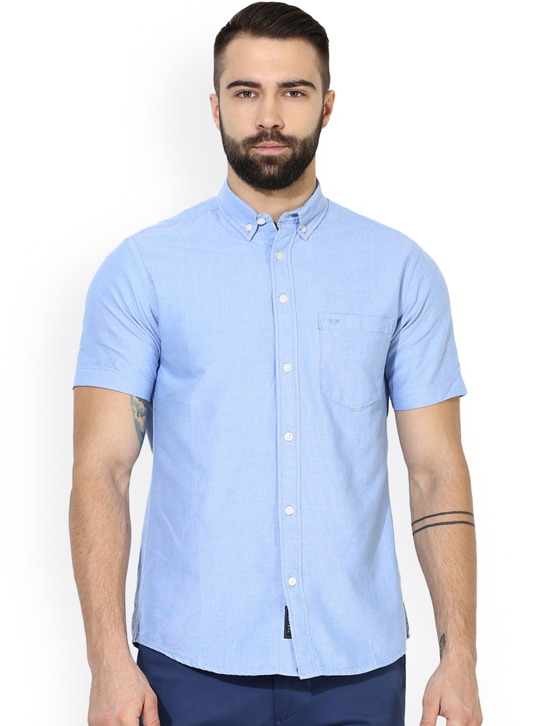 Buy Red Tape Men Blue Smart Regular Fit Solid Casual Shirt - Shirts for ...