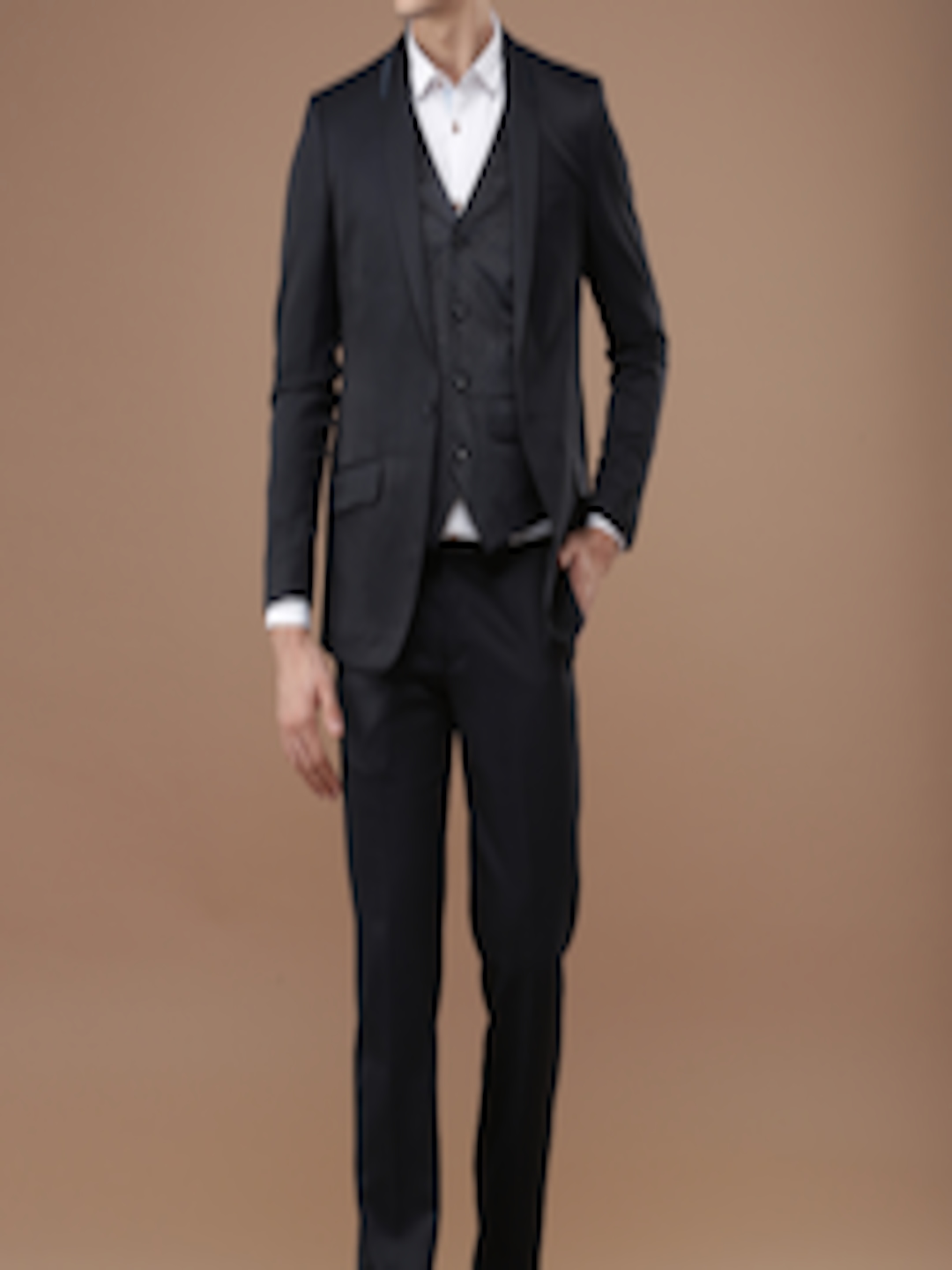 Buy Louis Philippe Men Navy Regular Ultra Fit Self Design Formal Suit - Suits for Men 2231399 ...