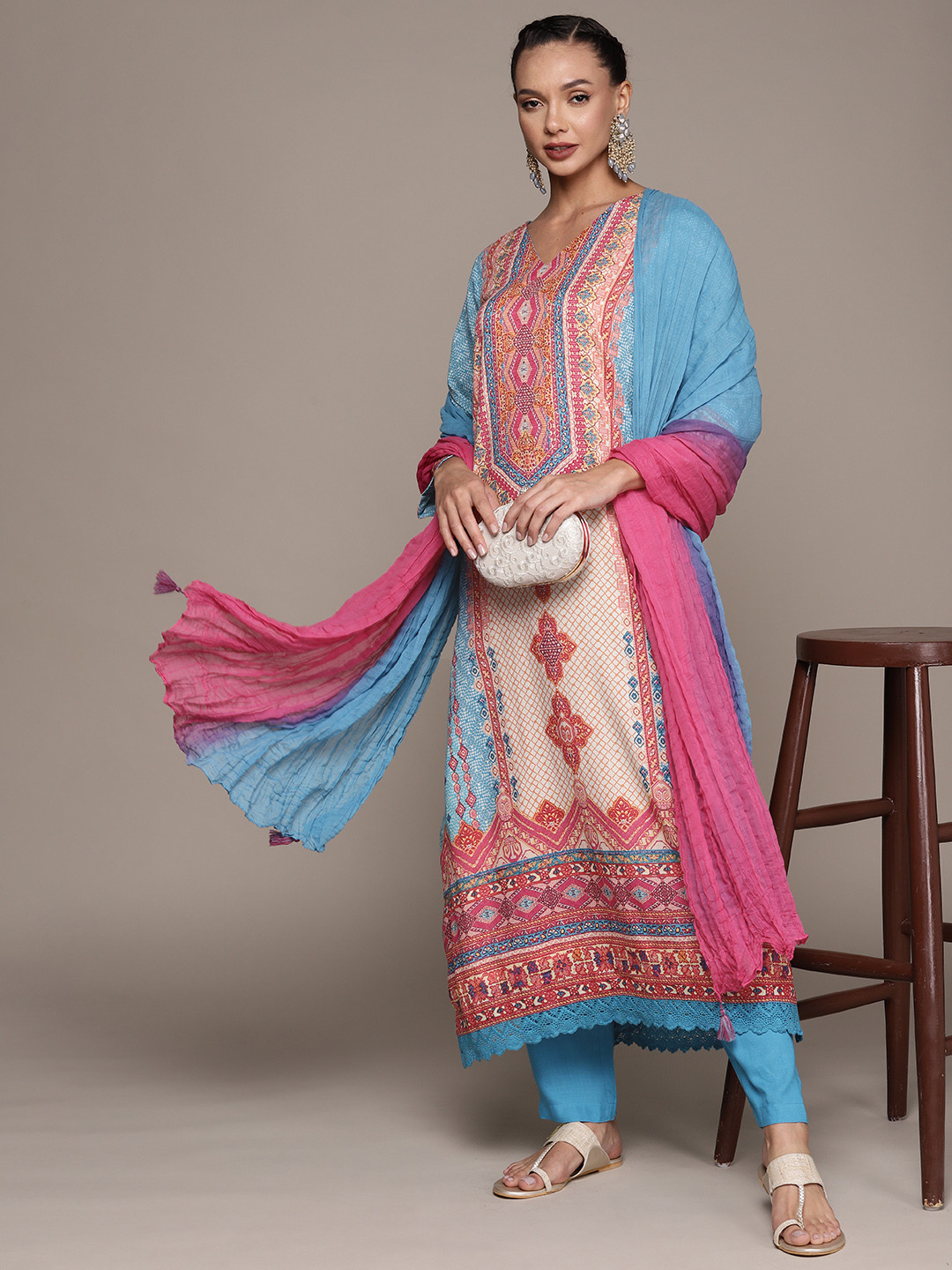 Buy Aarke Ritu Kumar Ethnic Motifs Printed Pure Cotton Kurta With ...