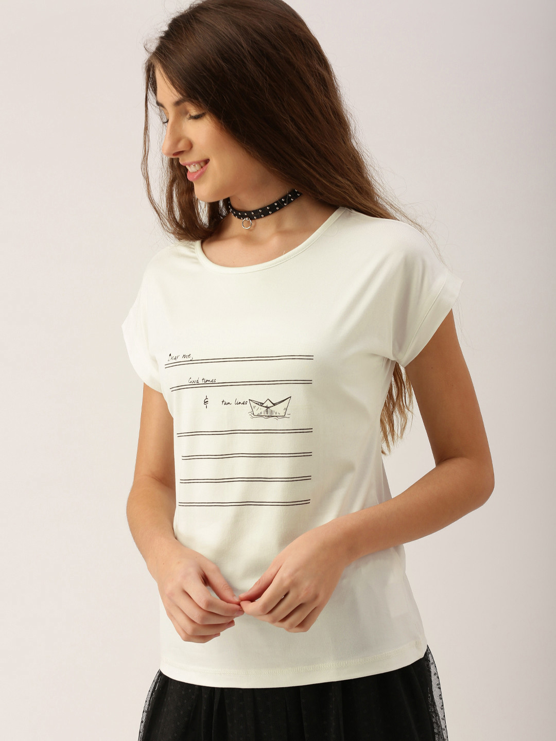 white printed t shirt for women