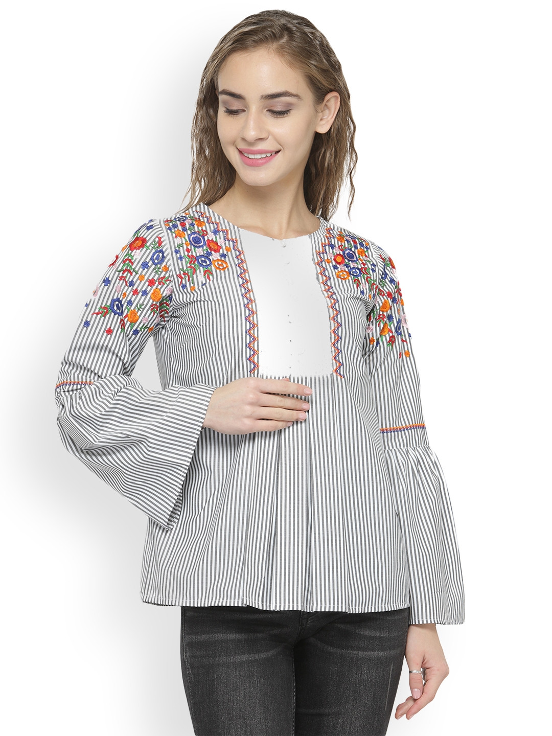 Buy PlusS Women Grey Striped Top Tops for Women 2231879 Myntra