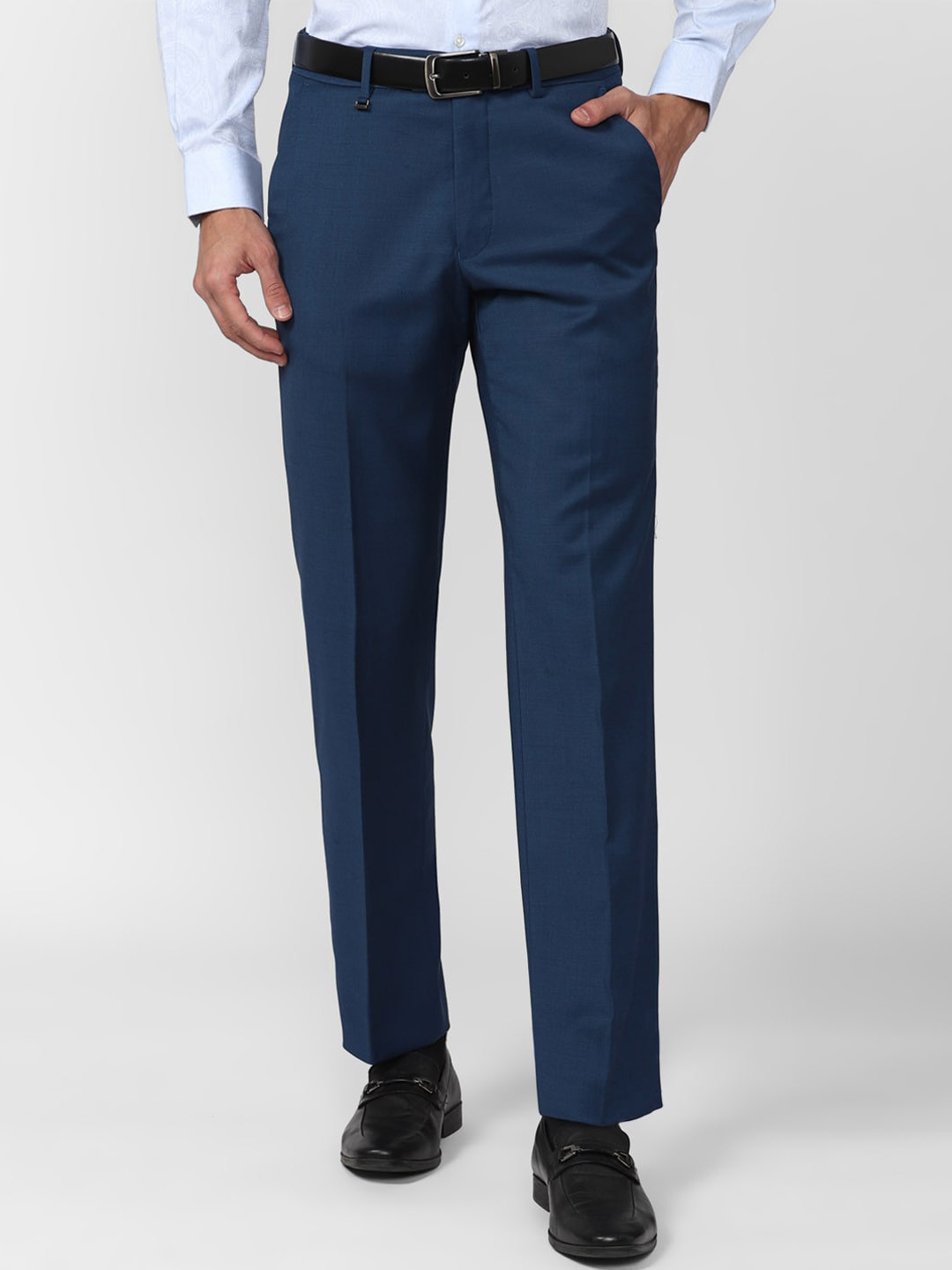 Buy Van Heusen Men Regular Fit Mid Rise Formal Trousers - Trousers for ...