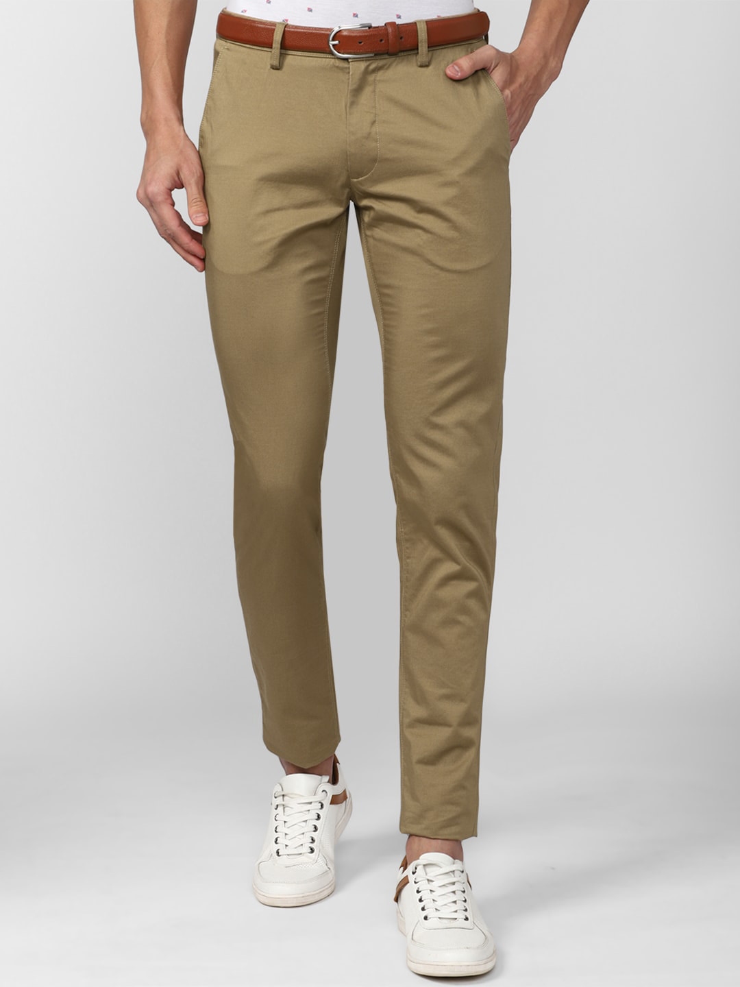 Buy Van Heusen Sport Men Slim Fit Mid Rise Pure Cotton Trousers ...