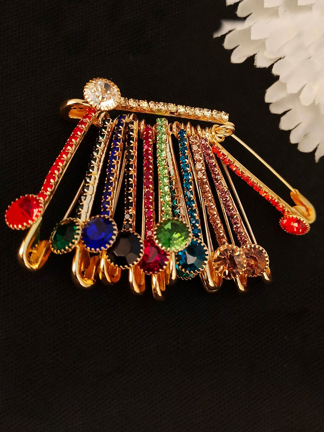 Buy VAMA Set Of 12 AAA Rhinestones Studded Safety Saree Pins Brooches Brooch for Women