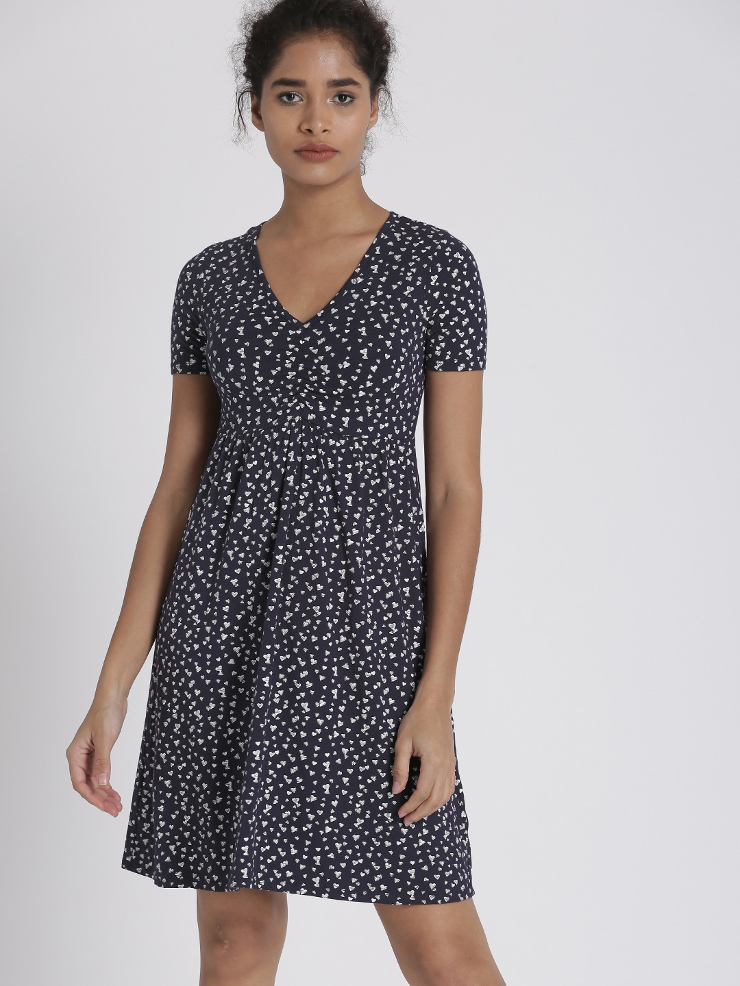 Buy Chemistry Women Navy Blue Printed Empire Dress Dresses for Women