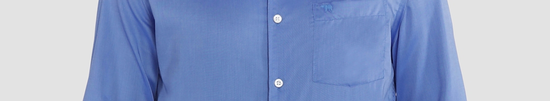 Buy THE BEAR HOUSE Men Blue Sharp Tailored Fit Solid Semiformal Shirt ...