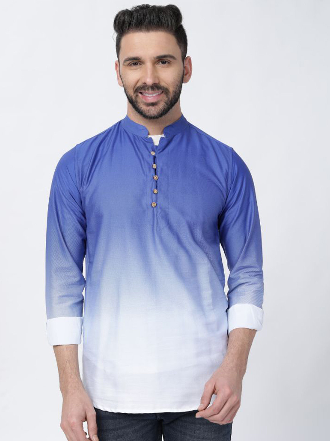 Buy FRENCH CROWN Colourblocked Twill Cotton Casual Shirt Shirts for